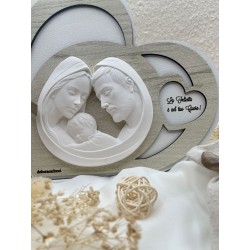 Icona Sacra Famiglia Cuore Personalizzabile 22,5x22,5 cm