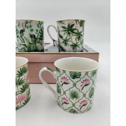 Set 4 Mug Tropical in Porcellana - Idea Regalo Unica