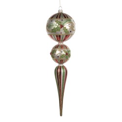 Pendente in Vetro con Agrifoglio - Decorazioni Natale Eleganti