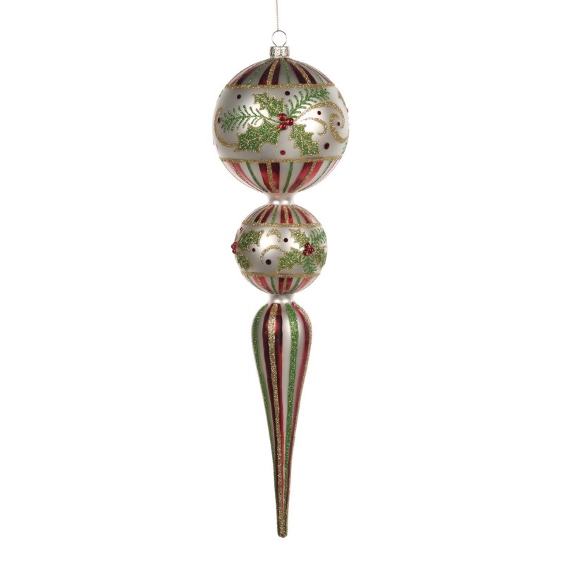 Pendente in Vetro con Agrifoglio - Decorazioni Natale Eleganti