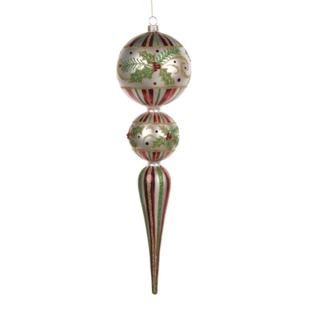 Pendente in Vetro con Agrifoglio - Decorazioni Natale Eleganti