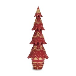 Albero H.32,5Cm. Rosso Fiori Oro X'Mas Trees