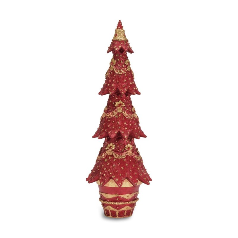 Albero H.32,5Cm. Rosso Fiori Oro X'Mas Trees