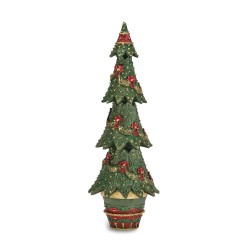 Albero H.32,5Cm. Verde Fiori Rossi X'Mas Trees