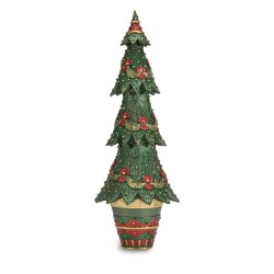 Albero H.43Cm. Verde Fiori Rossi X'Mas Trees