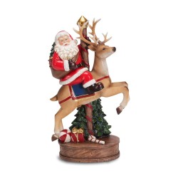 Babbo Natale Renna Cm.19x34H. Santa Claus