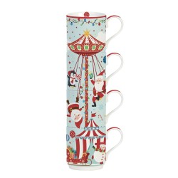 Set 4 tazze impilabili 275 ml in porc.in color box SANTA'S CAROUSEL