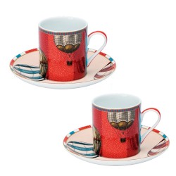 Set 2 Tazze Caffe Con Piattino Festival
