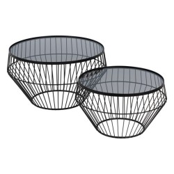 Set 2 Tavolini Caffè Nero 73x40cm