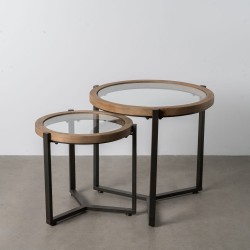 Set 2 Tavolini Metallo & Naturale 65x61cm