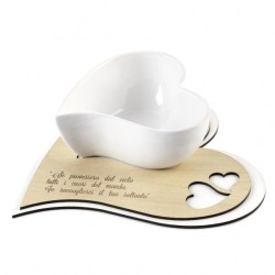 Antipastiera cuore in legno tortora - Arredo unico e regalo
