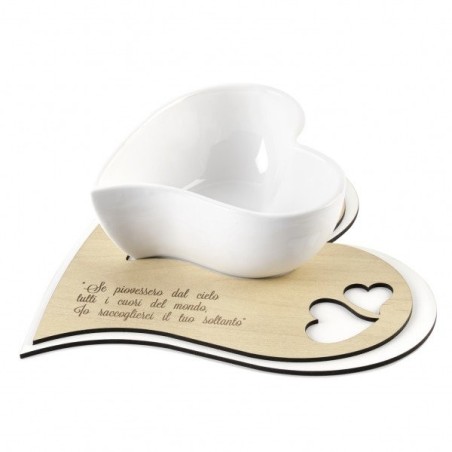 Antipastiera cuore in legno tortora - Arredo unico e regalo