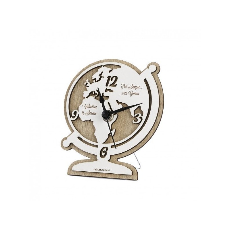 Orologio Mappamondo in Legno Tortora - Decorazioni Uniche Orologio Mappamondo in Legno Tortora - Decorazioni Uniche