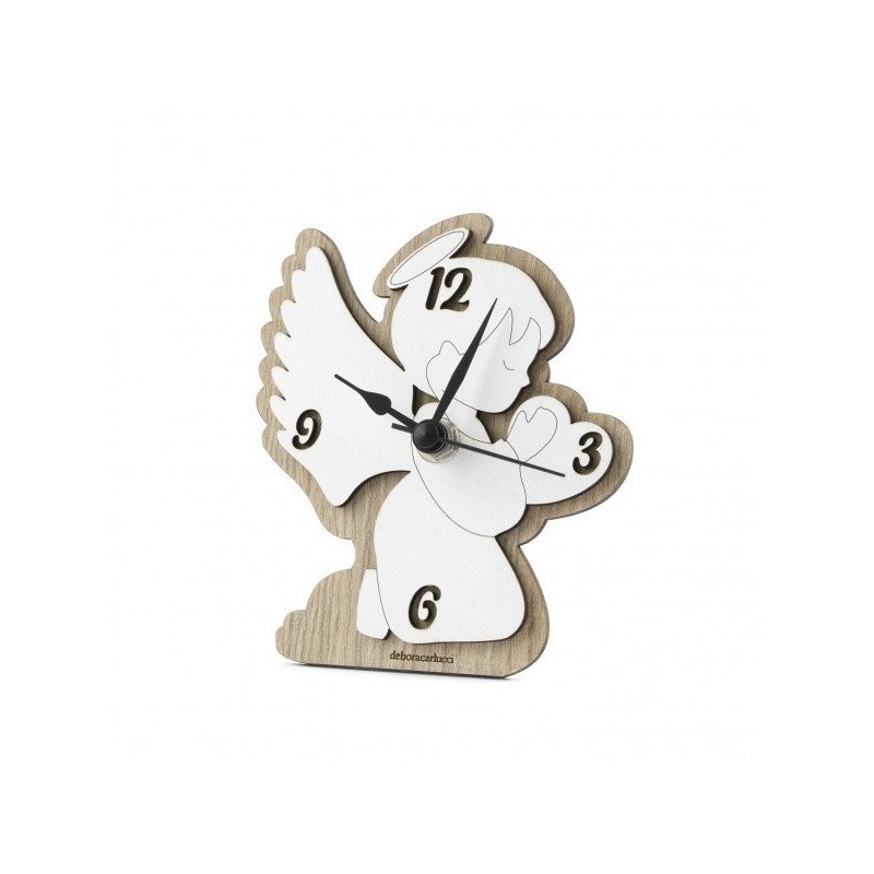 Orologio con Angelo in Legno Tortora - Bomboniere Uniche Orologio con Angelo in Legno Tortora - Bomboniere Uniche