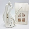 Statua Sposini Ceramica con Cuore e Led - Bomboniere Uniche Statua Sposini Ceramica con Cuore e Led - Bomboniere Uniche