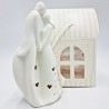 Statua Sposini Ceramica con Cuore e Led - Bomboniere Uniche Statua Sposini Ceramica con Cuore e Led - Bomboniere Uniche