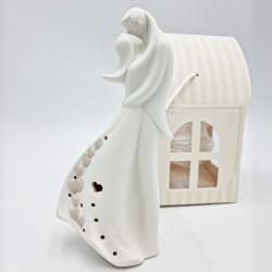 Statua Sposini in Ceramica Bacio con Led - Bomboniere Uniche