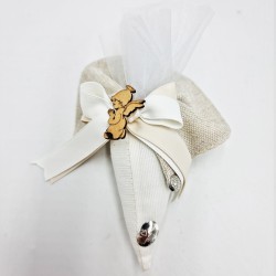 Cono in Piquet Beige: Bomboniere Eleganti e Personalizzate