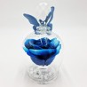 Campana in Cristallo con Rosa Blu e Farfalla Celeste - Bomboniera Elegante Campana in Cristallo con Rosa Blu e Farfalla Celeste - Bomboniera Elegante