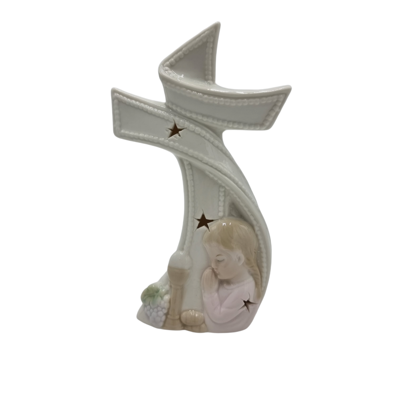 Croce con Angelo Femmina e Led - Bomboniere Uniche Croce con Angelo Femmina e Led - Bomboniere Uniche