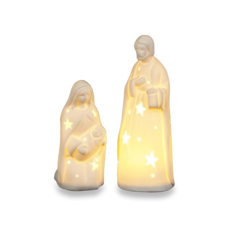 Natività con Luce 2pz in Ceramica - Decorazioni Uniche