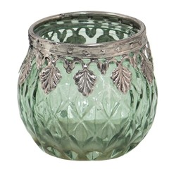 Portacandele in Vetro Verde e Marrone - Arredo Elegante