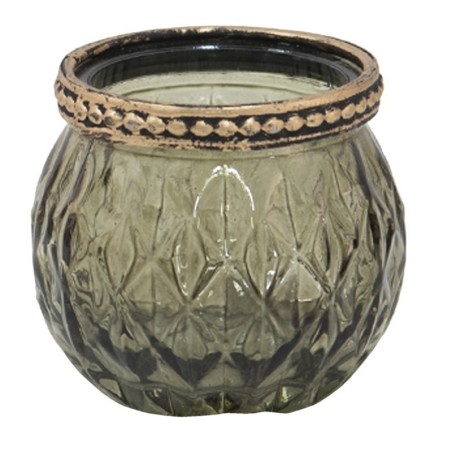 Portacandele in Vetro Verde, Marrone  Ø 6*5 cm