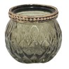 Portacandele in Vetro Verde, Marrone  Ø 6*5 cm