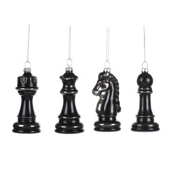 Set 4 Scacchi Neri in Vetro 10CM - Arredo Elegante e Regalo Unico