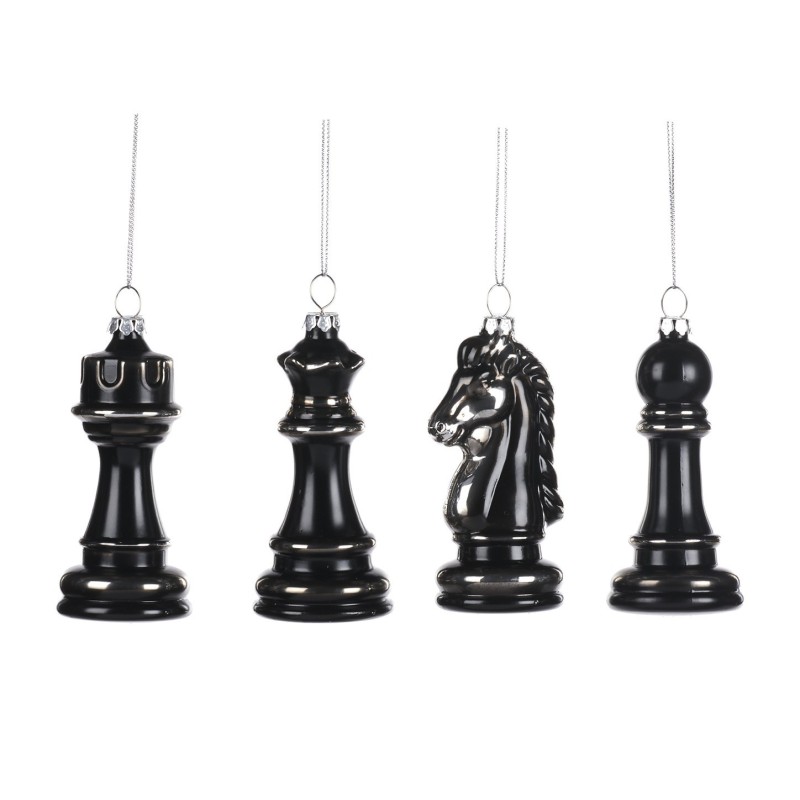 Set 4 Scacchi Neri in Vetro 10CM - Arredo Elegante e Regalo Unico