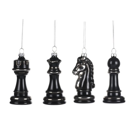 Set 4 Scacchi Neri in Vetro 10CM - Arredo Elegante e Regalo Unico
