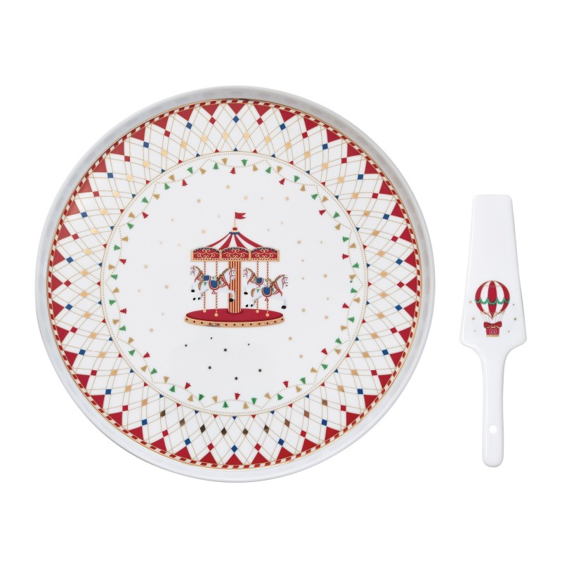 Piatto torta Ø 32 cm con paletta: eleganza natalizia