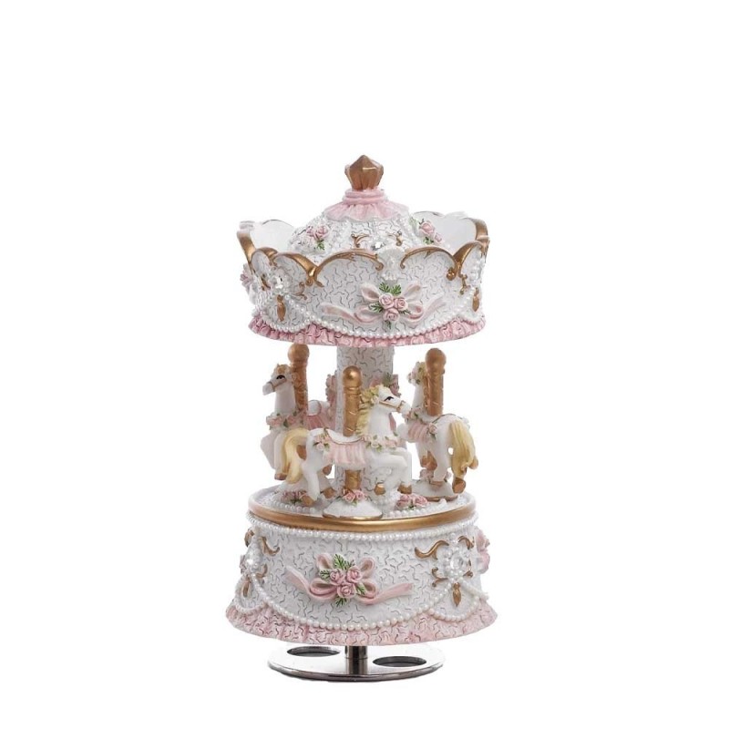 Carillon Carosello FEST Rosa 15cm - Bomboniere Uniche