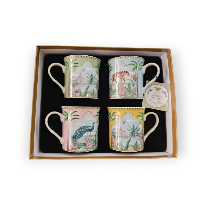 Set 4 Mug 300ml Paradise Sauvage - Arredo Elegante e Regalo