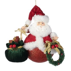 Babbo con Sacco e Ghirlanda 15,5cm - Decorazioni Uniche