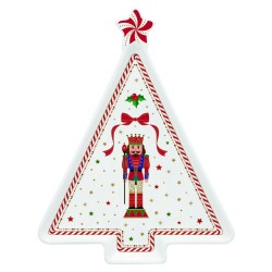 Piatto a forma abete 21x16 cm in porc.in color 
box NUTCRACKER TWIST