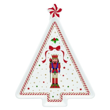 Piatto a forma abete 21x16 cm in porc.in color 
box NUTCRACKER TWIST