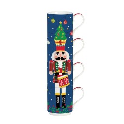 Set 4 tazze impilabili 275 ml in porc.in color 
box CHRISTMAS TAMBOURINE